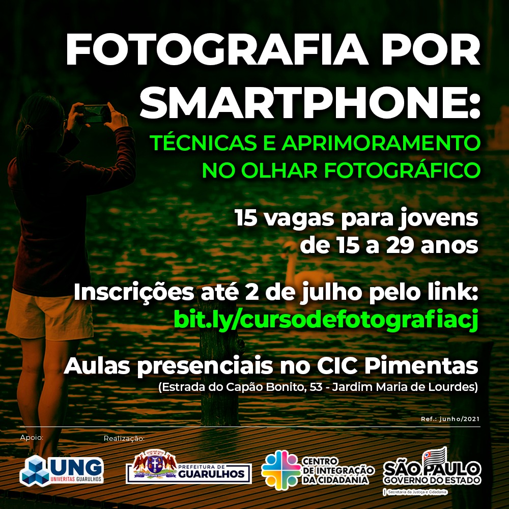 Curso de fotografia com smartphone tem 15 vagas para jovens no Pimentas