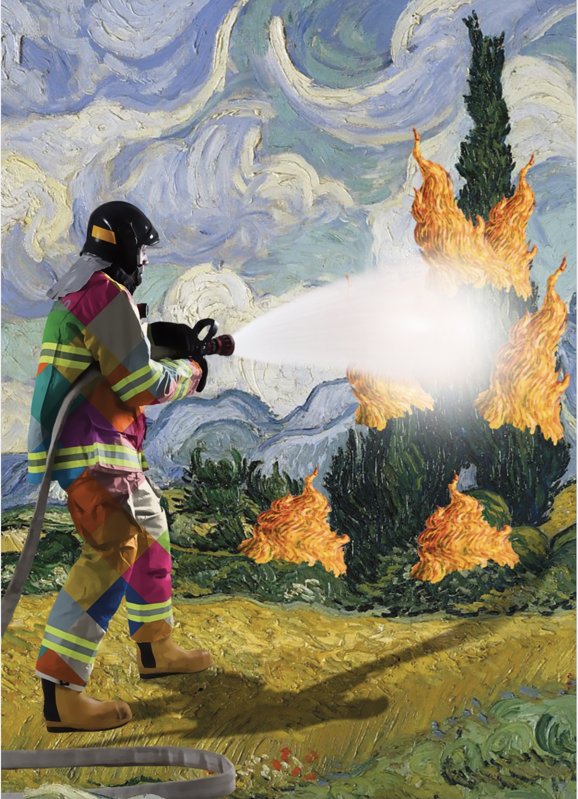 Bombeiro---Marcus-Vinicius-de-Souza-Carmona--baseada-em-Campo-de-Trigo-com-Ciprestes---Vicent-Van-Gogh