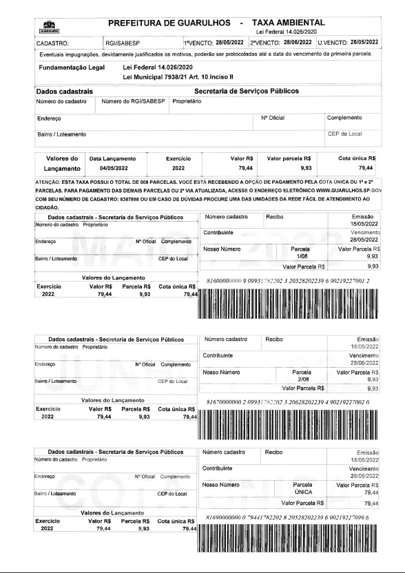 modelo tarifa ambiental