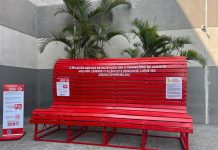 Banco Vermelho Gigante é instalado no Internacional Shopping Guarulhos contra o feminicídio